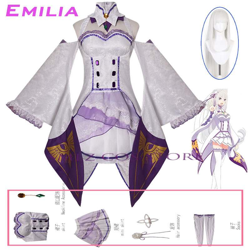 Anime Cosplay Outfit - Emilia Cosplay Anime Re Zero Kara
