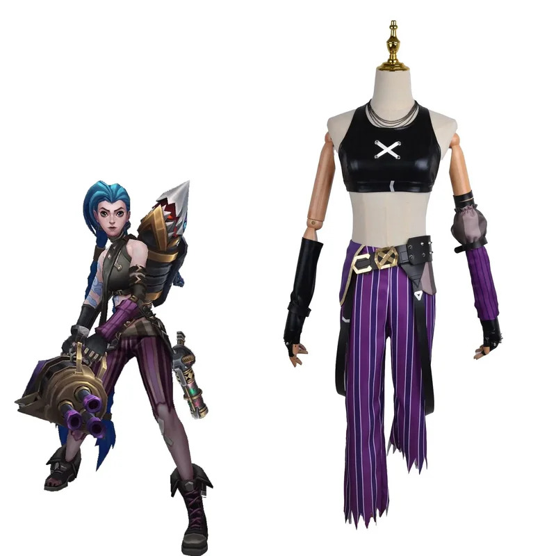 Anime Cosplay Youtube Shorts - in stock LOL Jinx Cosplay Costume