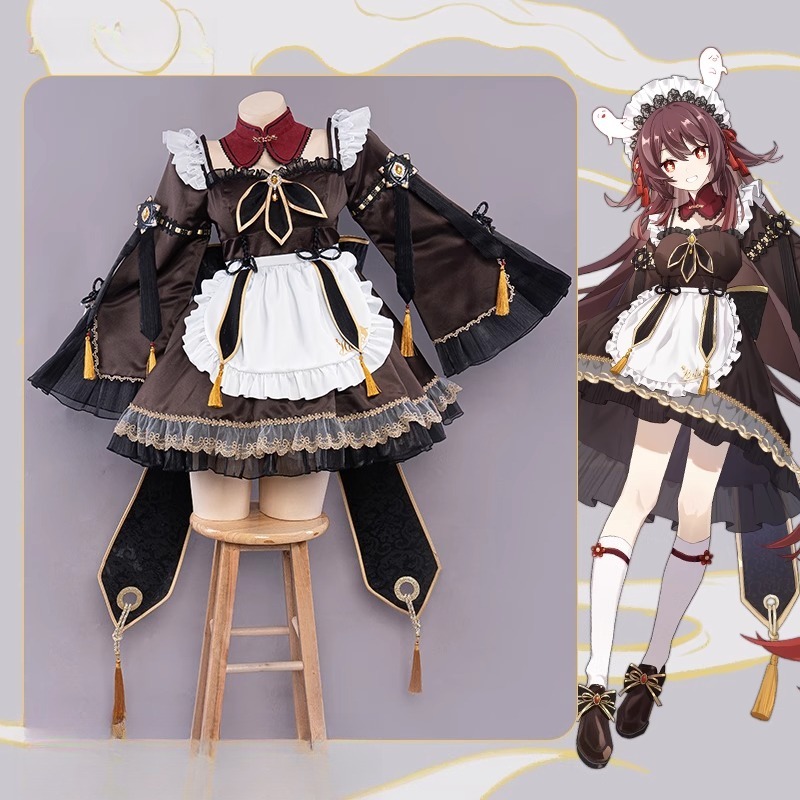 Anime Cosplay Maid - Game Genshin Impact Hu Tao Maid