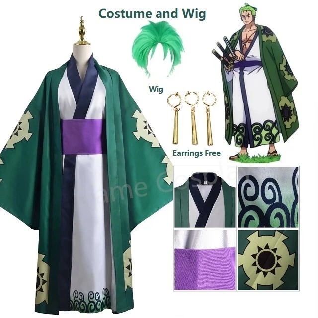 Cosplay Anime Zoro - Green Roronoa Zoro Kimono Cosplay Anime