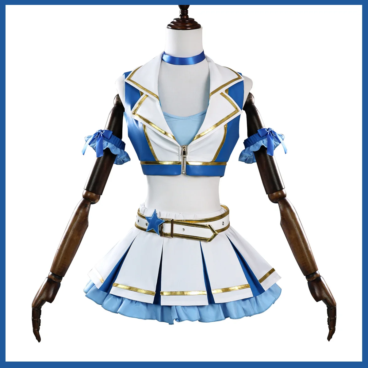 Blue White PU Coat Skirt Wig W - đánh giá và giá Re Zero Rem Wig