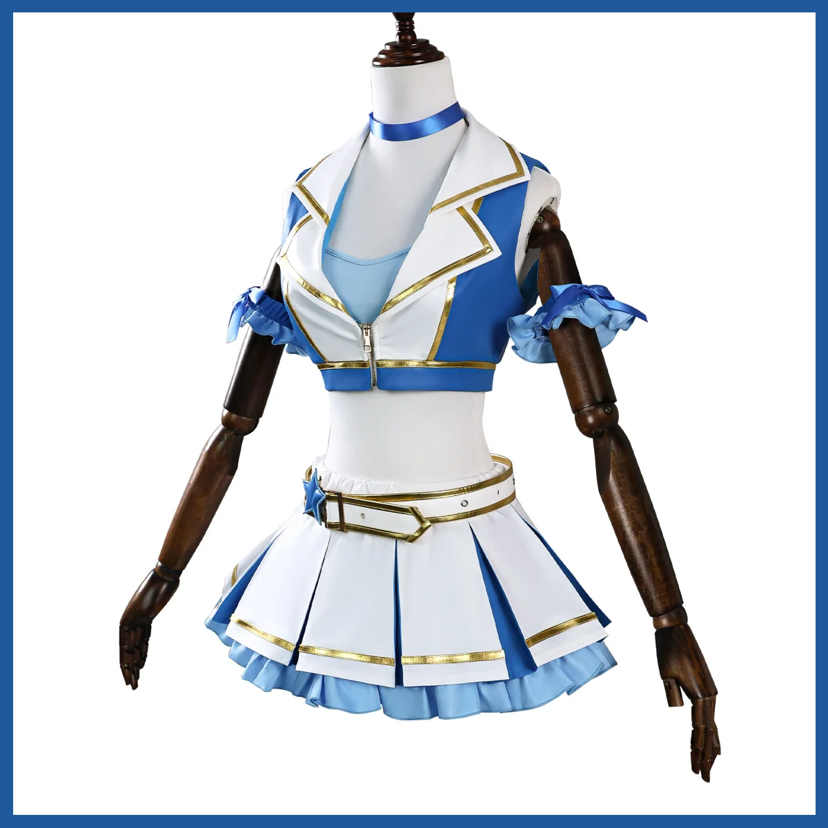 Blue White PU Coat Skirt Wig W - đánh giá và giá Re Zero Rem Wig
