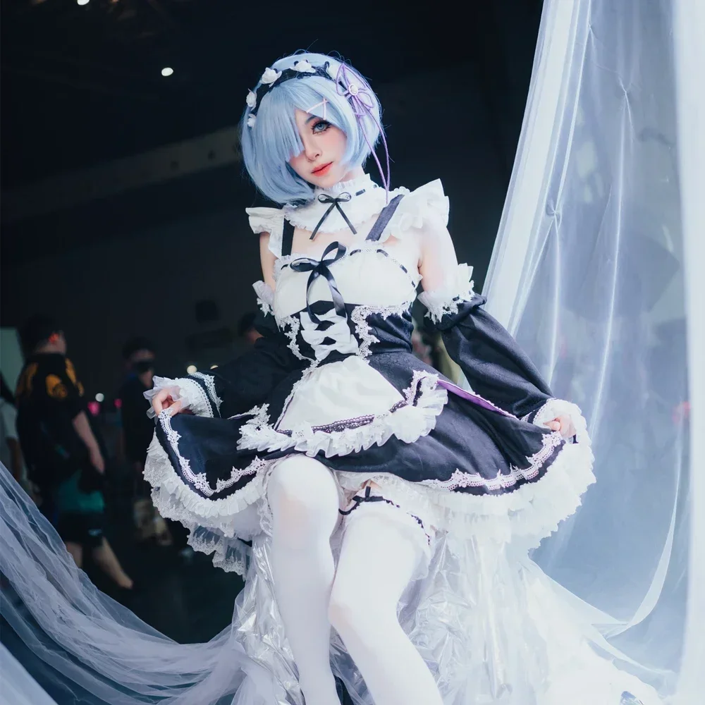 New Anime Maid Rem Cosplay Cos - đánh giá và giá Re Zero Rem Wig