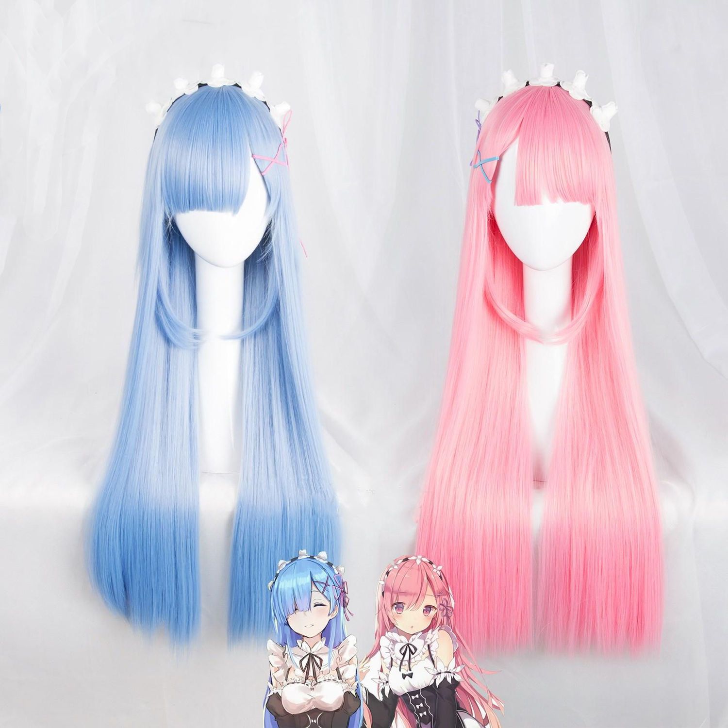 Re Zero Ram & Rem Cosplay Wig  - đánh giá và giá Re Zero Rem Wig