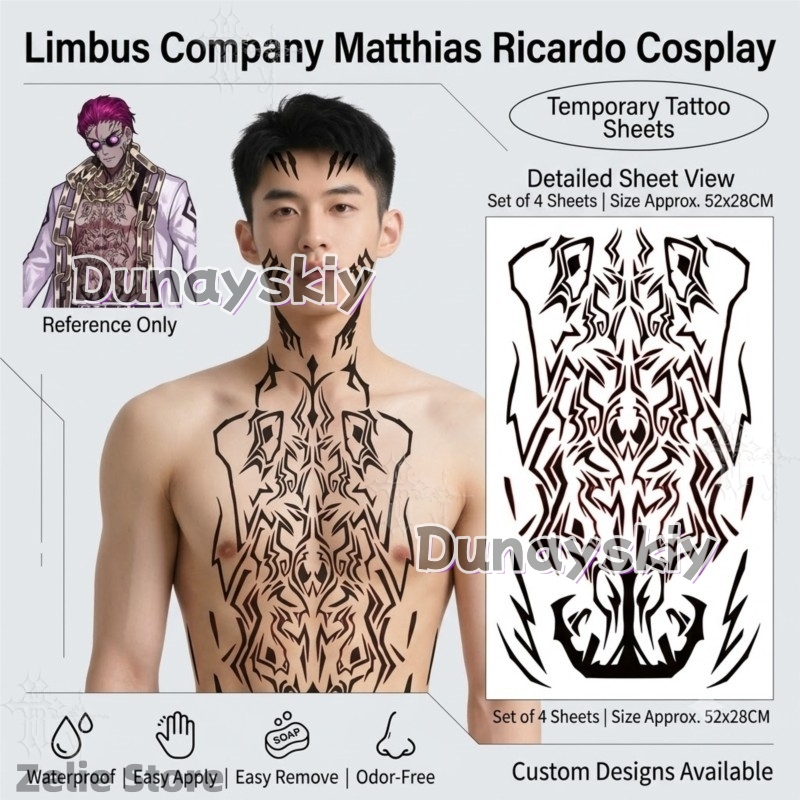 Limbus Company Tattoo Stickers - đánh giá và giá Anime Cosplay Face